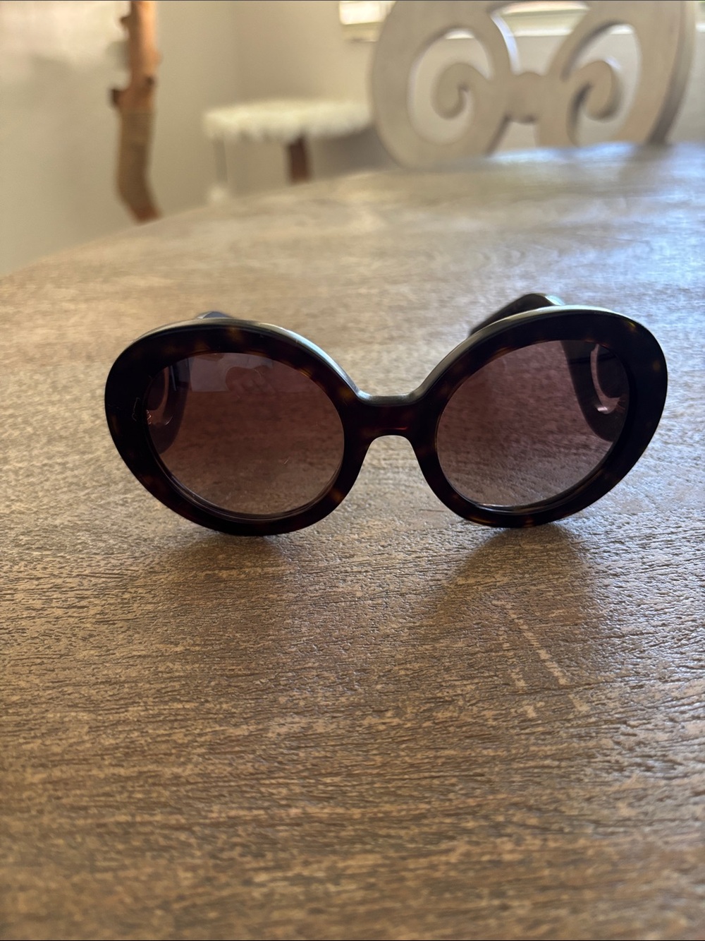 Prada Tortoiseshell Round Women's Sunglasses - Brown Lenses - Picture 3 of 9